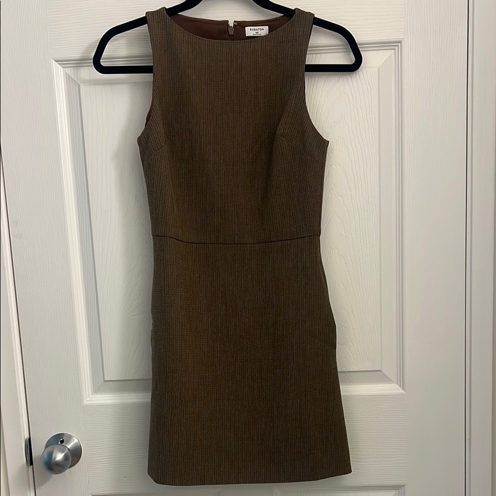 Aritzia Brown Sleeveless Mini Sheath Dress